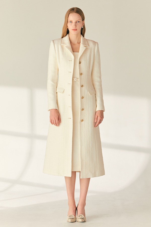 [서현진 착용]ARABELLA Single breasted tweed coat (Ivory)