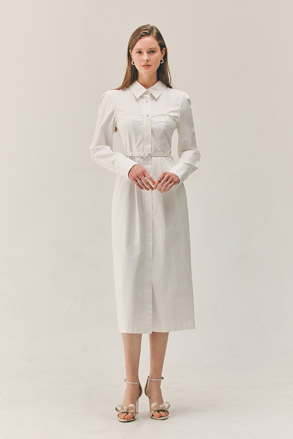 [한지민 착용]VIOLA Bustier detailed H-line long dress (Off white)