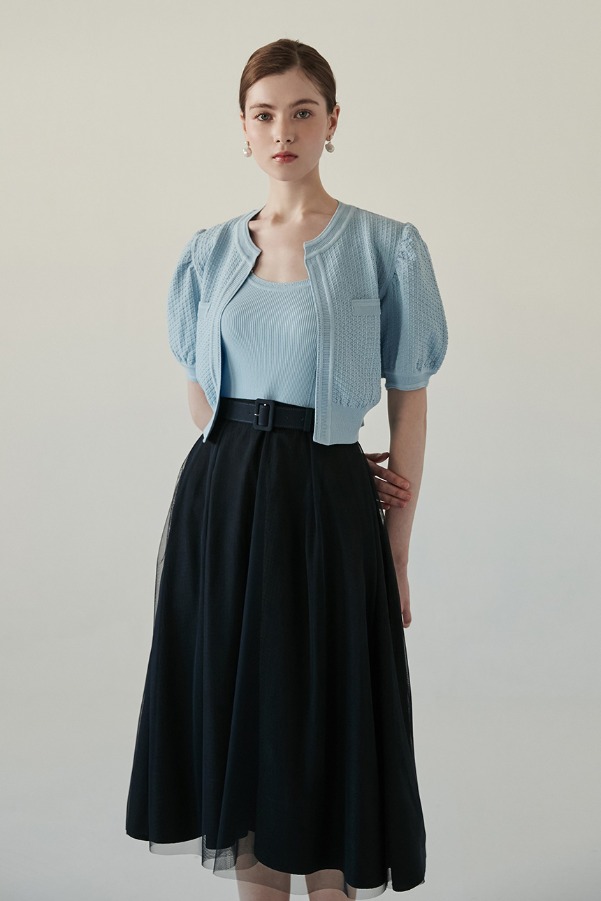 [SET]AUBREE cardigan &amp; ARIA dress (Pastel blue&amp;Deep navy)
