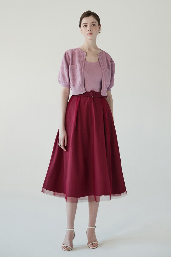 [SET]AUBREE cardigan &amp; ARIA dress (Plum pink&amp;Burgundy)