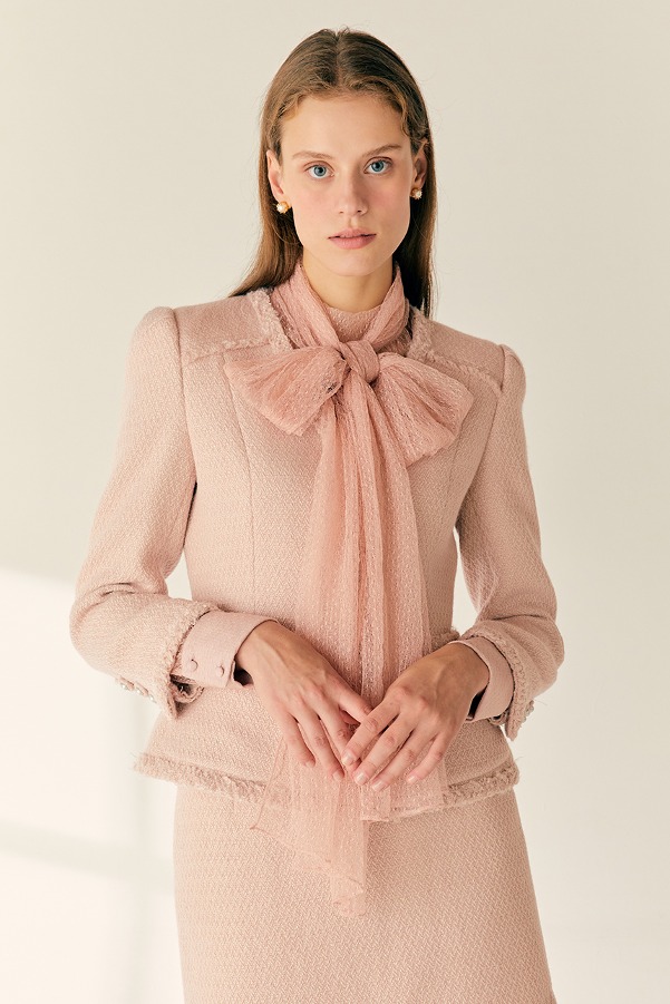 ASTER V-neck tweed jacket (Pale indie pink)