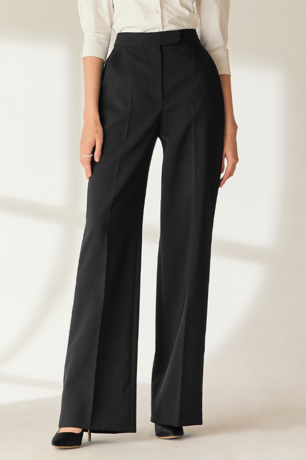 [장신영 착용]HARPER Semi wide trousers (Black)