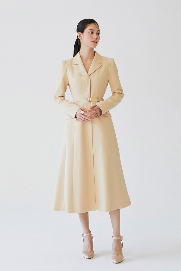 [이연희, 서현 착용]AGATHA Notched collar A-line dress (Butter)
