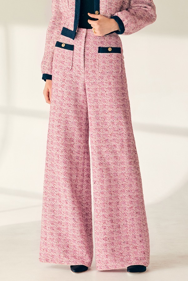 [권은비 착용]LUCIA Wide tweed trousers (Lavender pink)