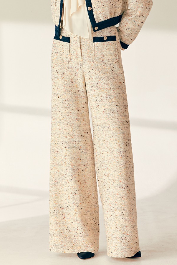 LUCIA Wide tweed trousers (Ivory)