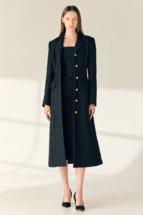 [김유정 착용]ARABELLA Single breasted tweed coat (Black)