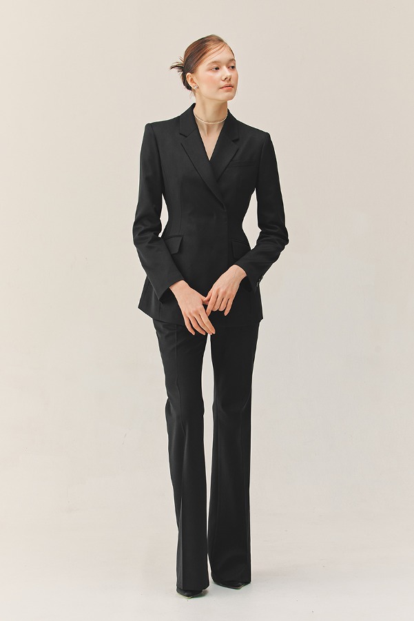 [SET]TRINITY Double breasted tailored blazer + VASHTI Bootcut wool trousers (Black)