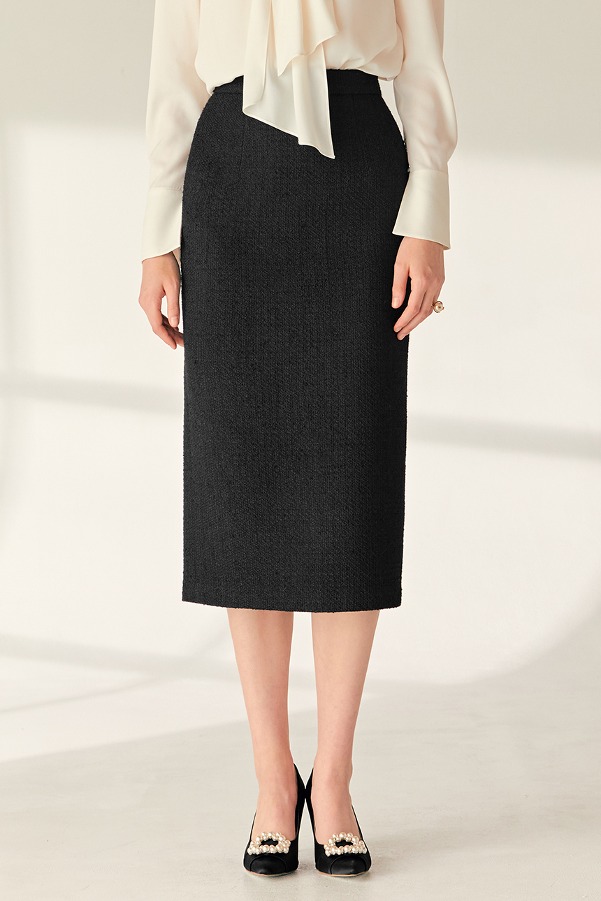 [소이현 착용]JULIE H-line tweed long skirt (Black)