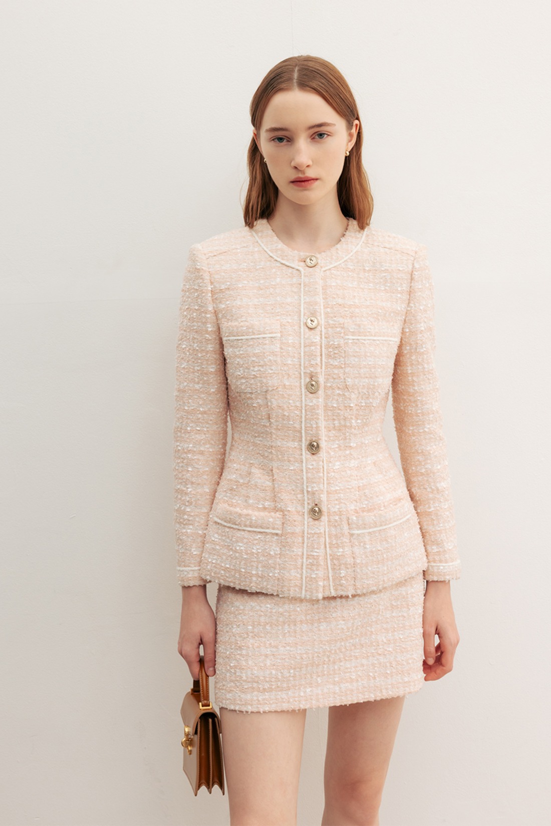 ワンピース BAU by Bride And You CAMERON Tuck detailed round neck tweed Designer fashion, Seoul-fully created | W Concept