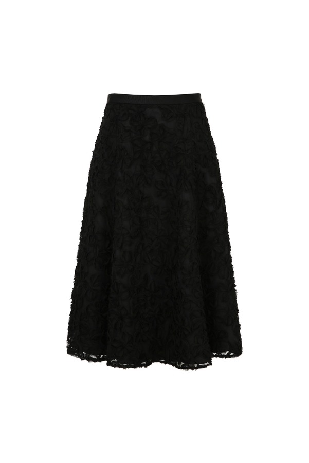 ERIN Floral chiffon full skirt (Black)