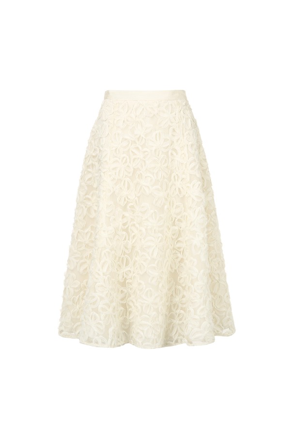[손예진 착용]ERIN Floral chiffon full skirt (Ivory)