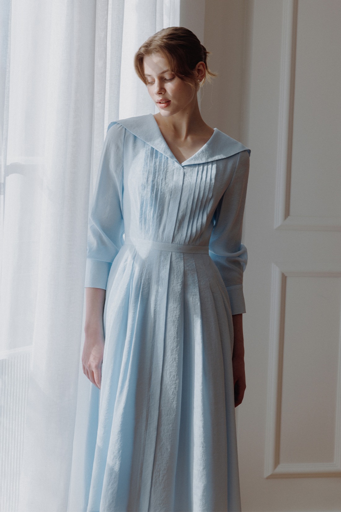 ☆【BAU by Bride And You】☆HAVEN H-line tweed long dres.s☆ BAU Bride & You HAVEN CURVED NECK H-LINE TWEED LONG DRESS