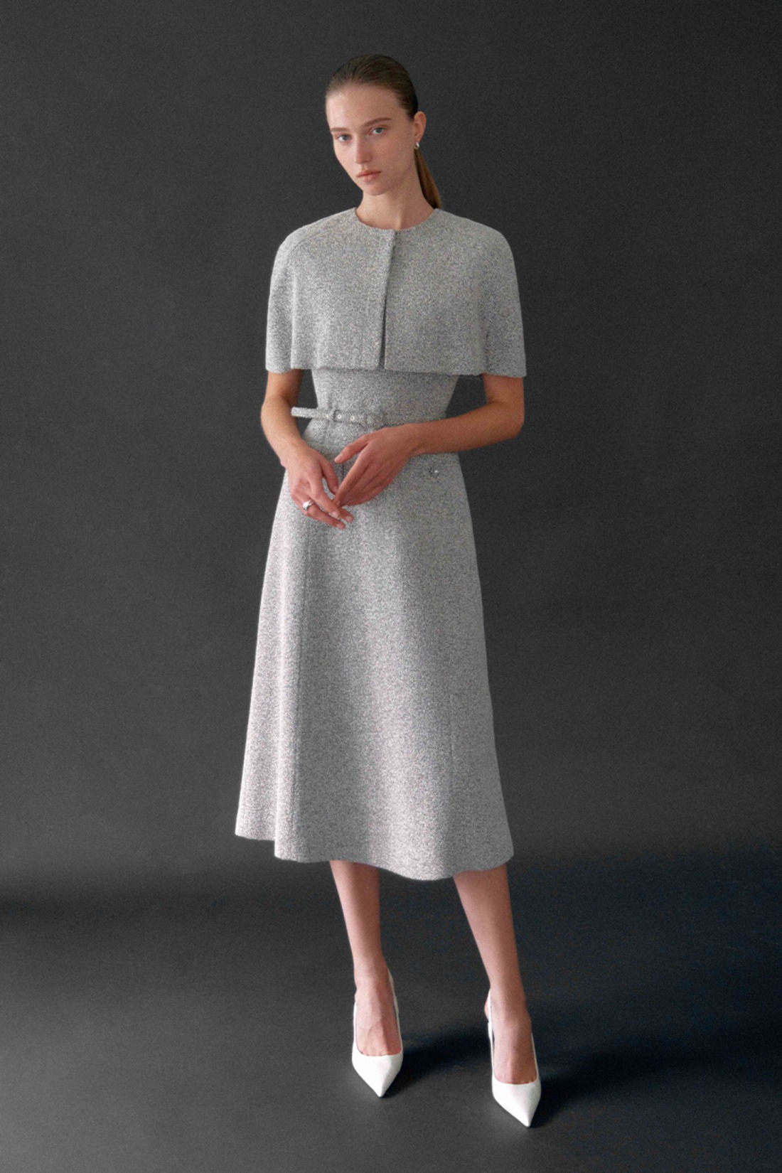 BAU by Bride And You★Stand collar pin tucked long dress 2色 Plan your wedding with bride and you