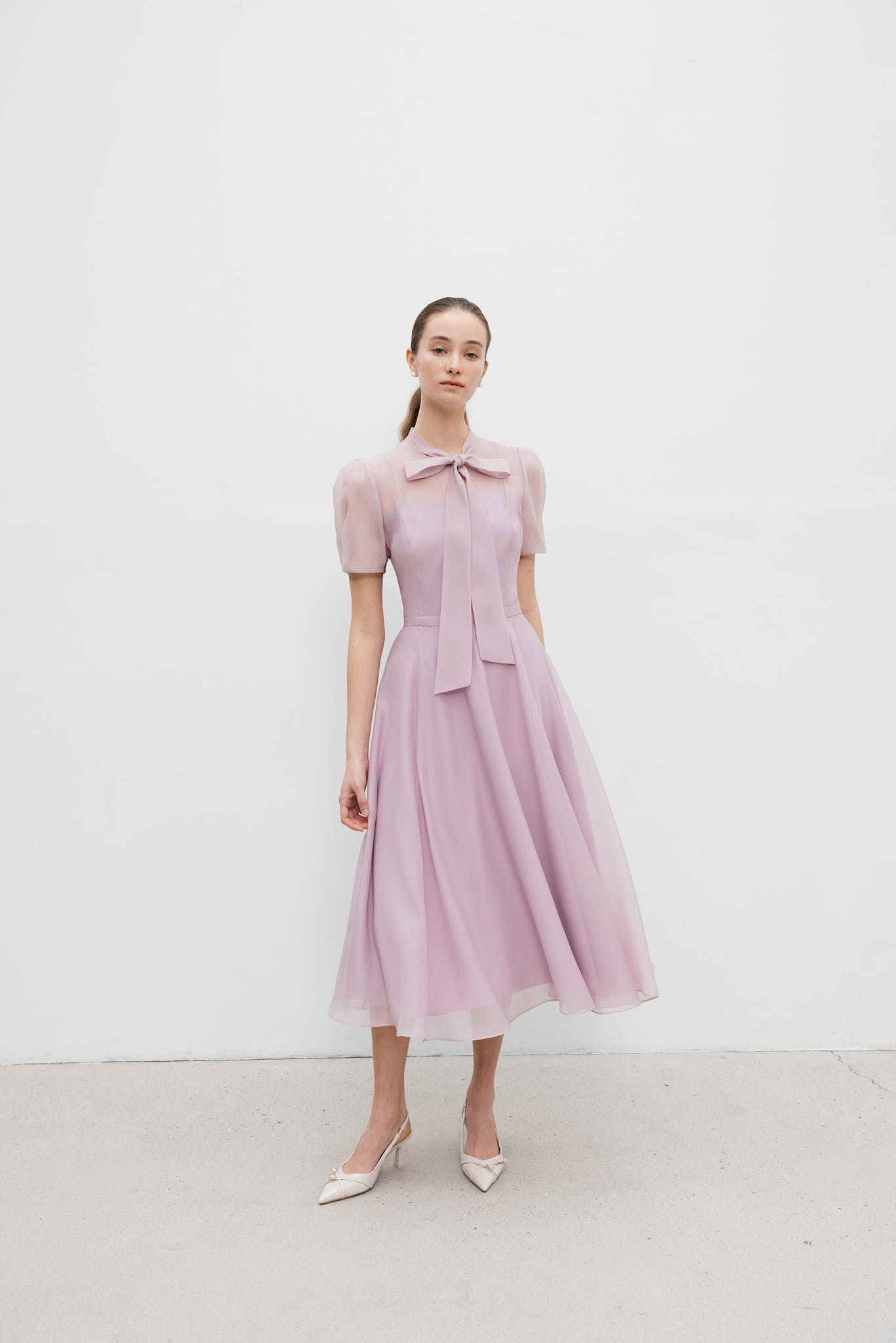 ワンピース BAU by Bride And You LILLE Seethrough Puff shoulder ribbon t Plan your wedding with bride and you