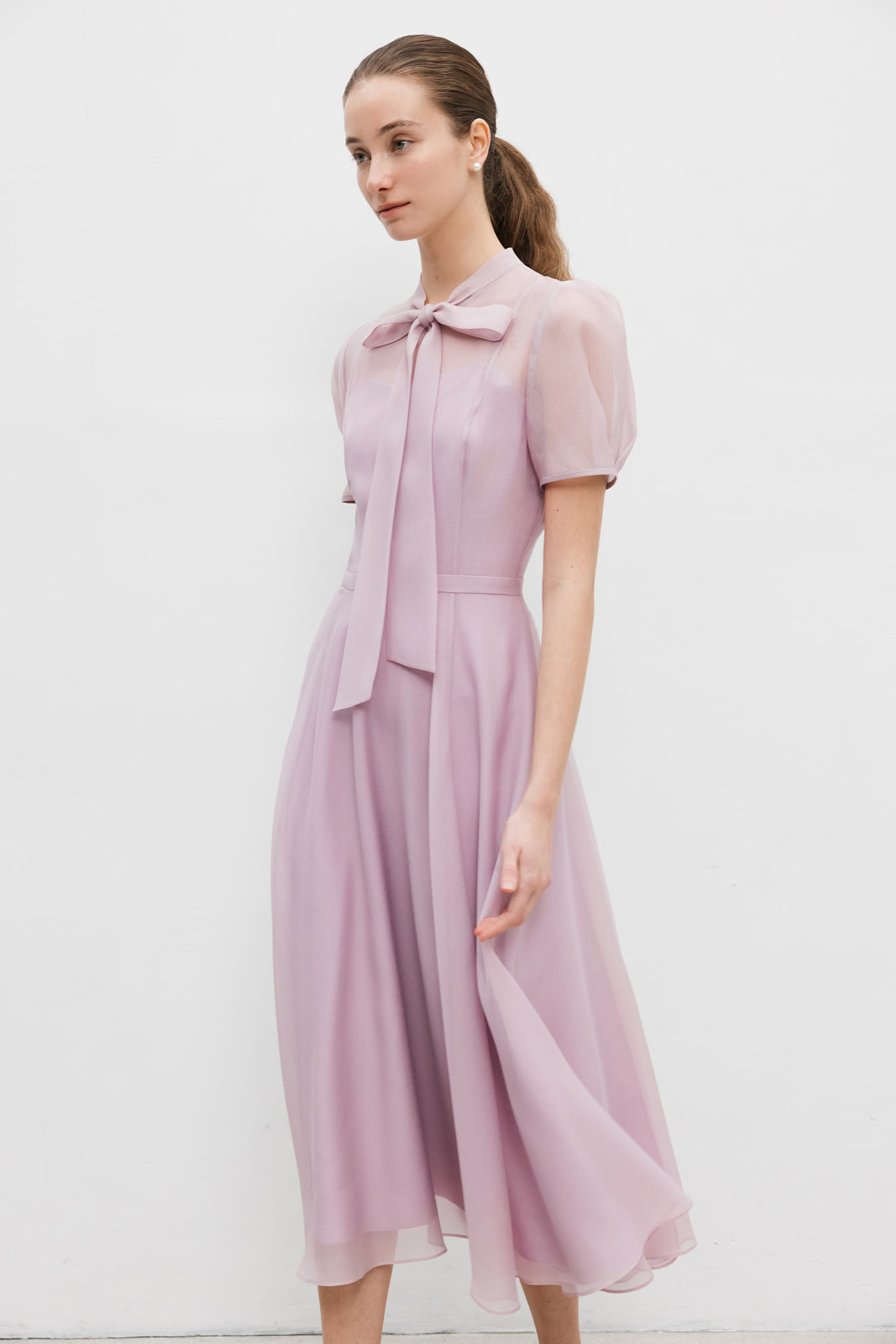 ワンピース BAU by Bride And You LILLE Seethrough Puff shoulder ribbon t Plan your wedding with bride and you