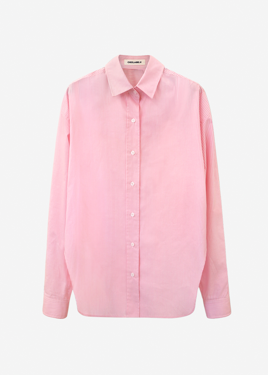 CHIXLABEL H 베리 오버핏 스트라이프 셔츠 - Pink Stripe