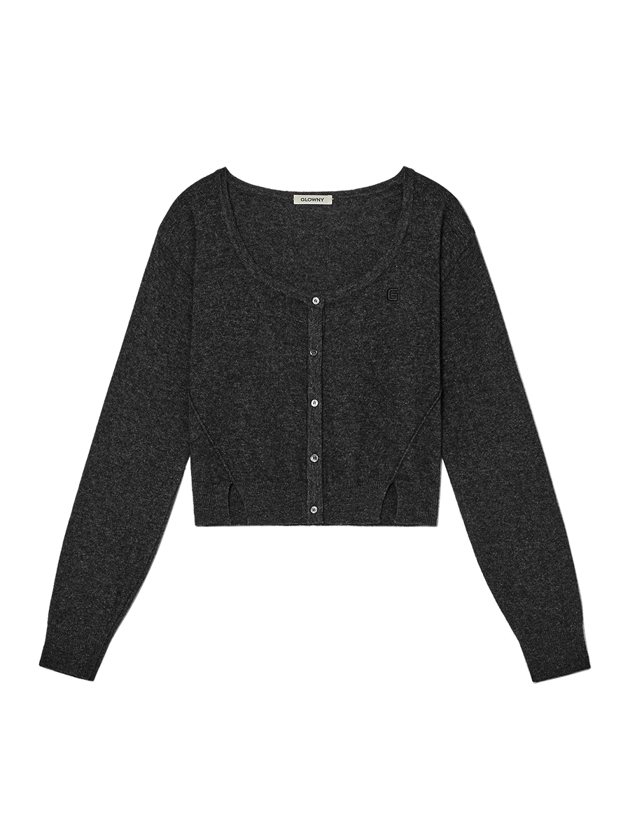 PEGGY WOOL CASHMERE KNIT CARDIGAN (CHARCOAL)