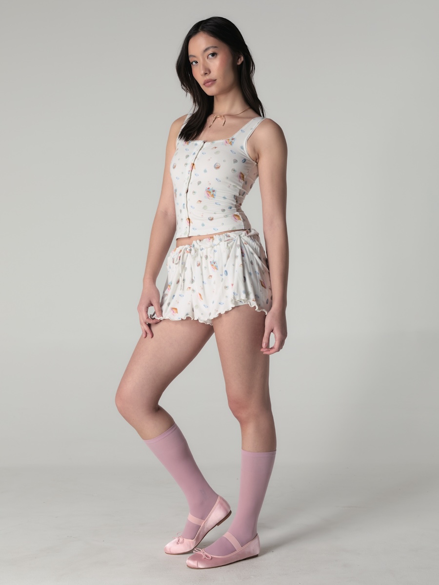 ★ GLOWNY★ HEART LACE CAMI DRESS PINK BOUQUET GY25LWOP005P HEART LACE CAMI DRESS (PINK BOUQUET) - GLOWNY