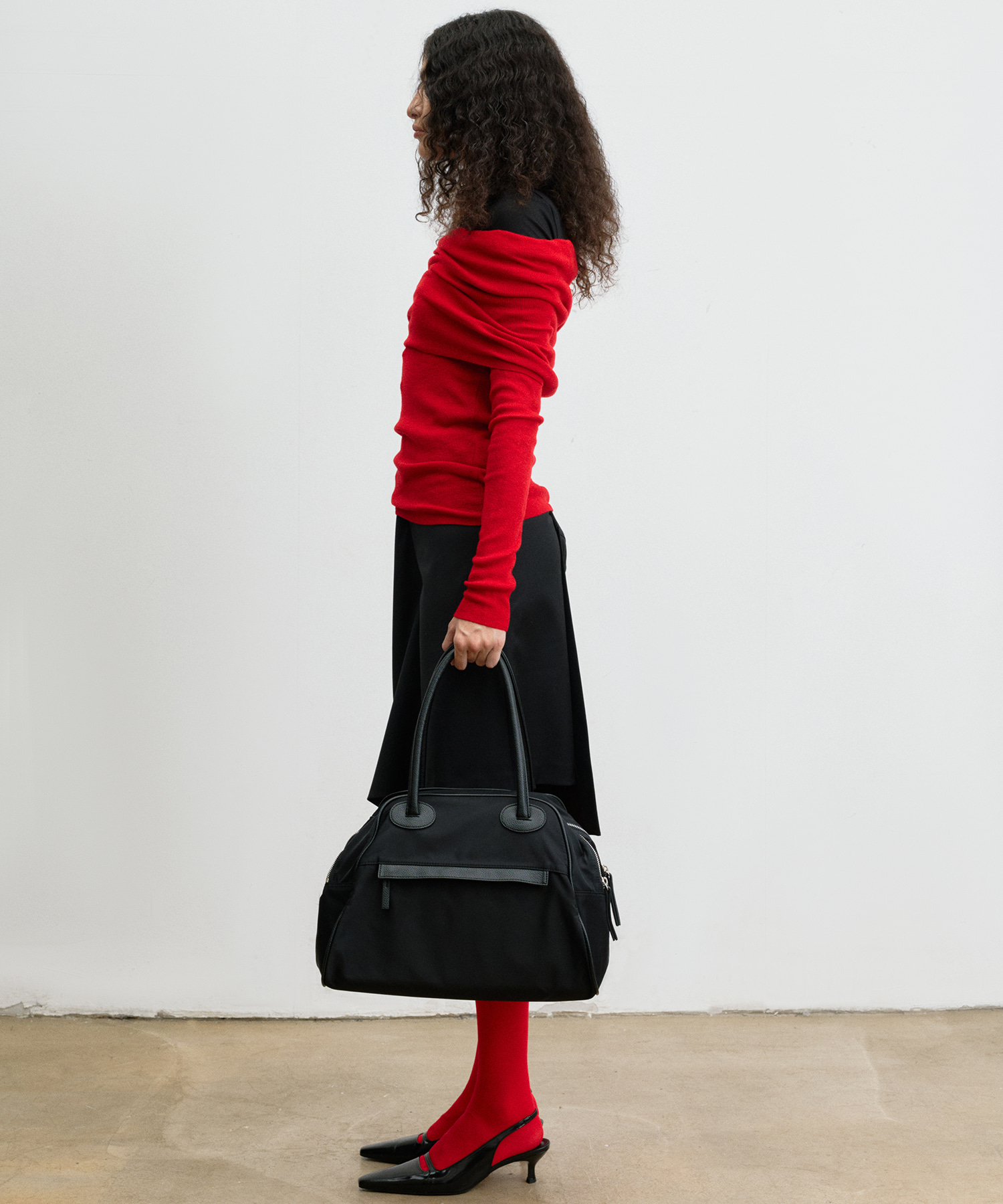 【CHRISTINE PROJECT】Reborn Bag Small Shiny Black Pepper christineproject - TWO ZIPPER BAG CROC ORIGINAL(BLACK PEPPER)