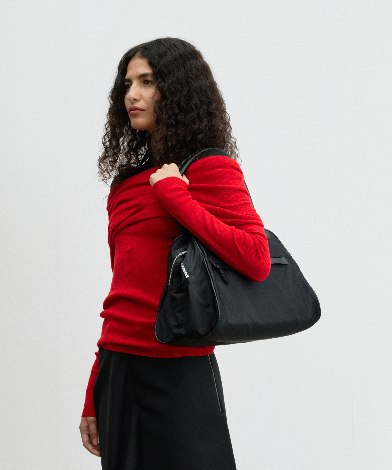 christineproject - TWO ZIPPER BAG NYLON ORIGINAL(BLACK PEPPER)