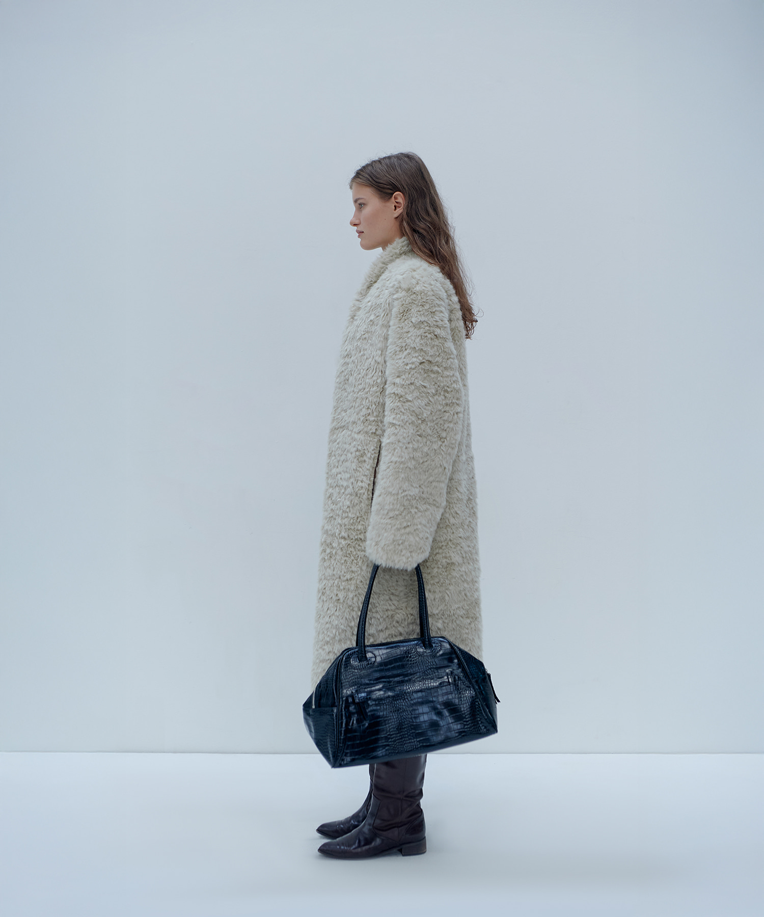 christineproject - TWO ZIPPER BAG CROC ORIGINAL(BLACK PEPPER)