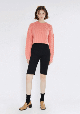 [LZSD] Bustier Long Sleeves Knit Sweater (pink)