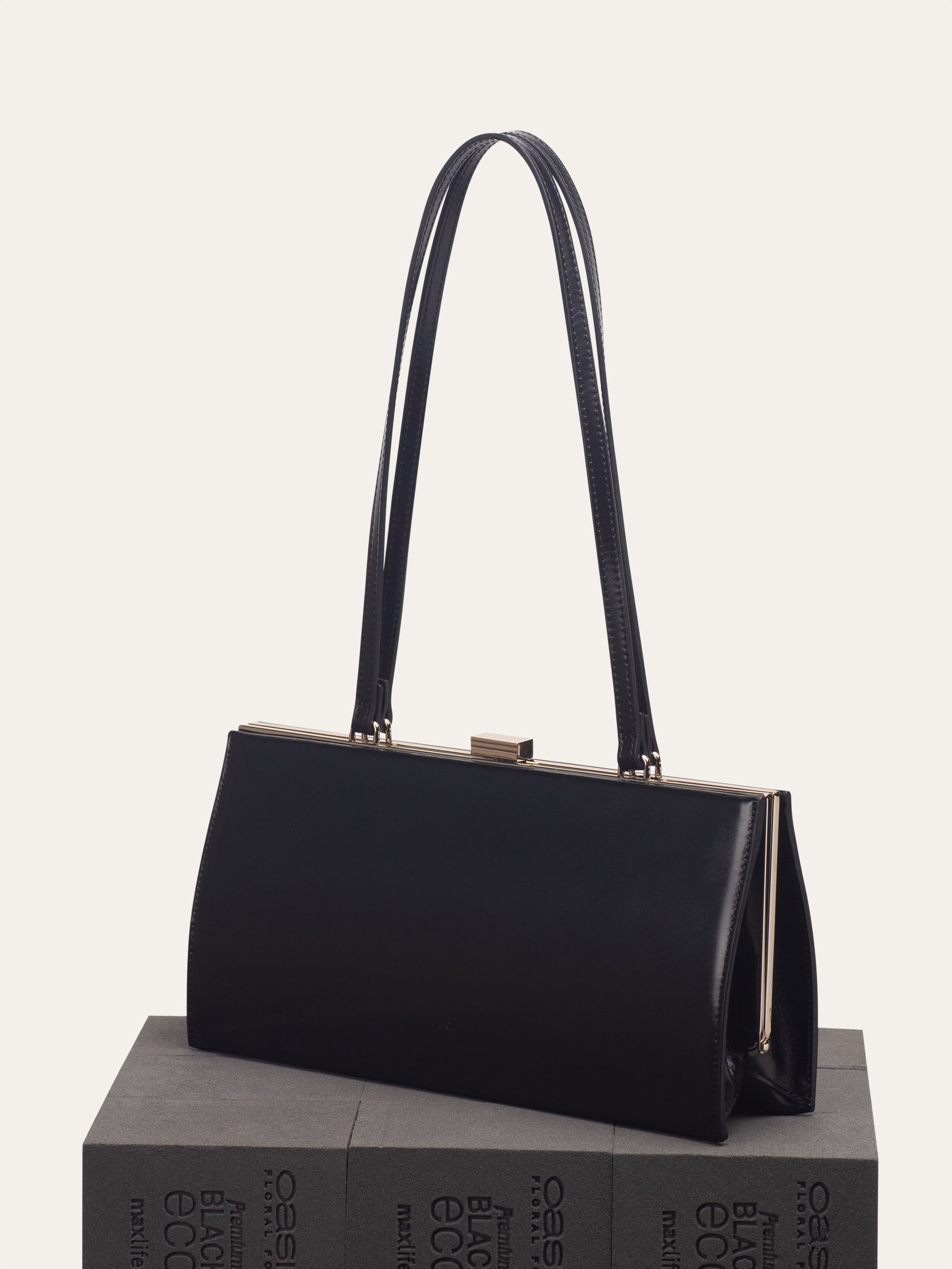 Mona Medium Frame Bag Black Calf