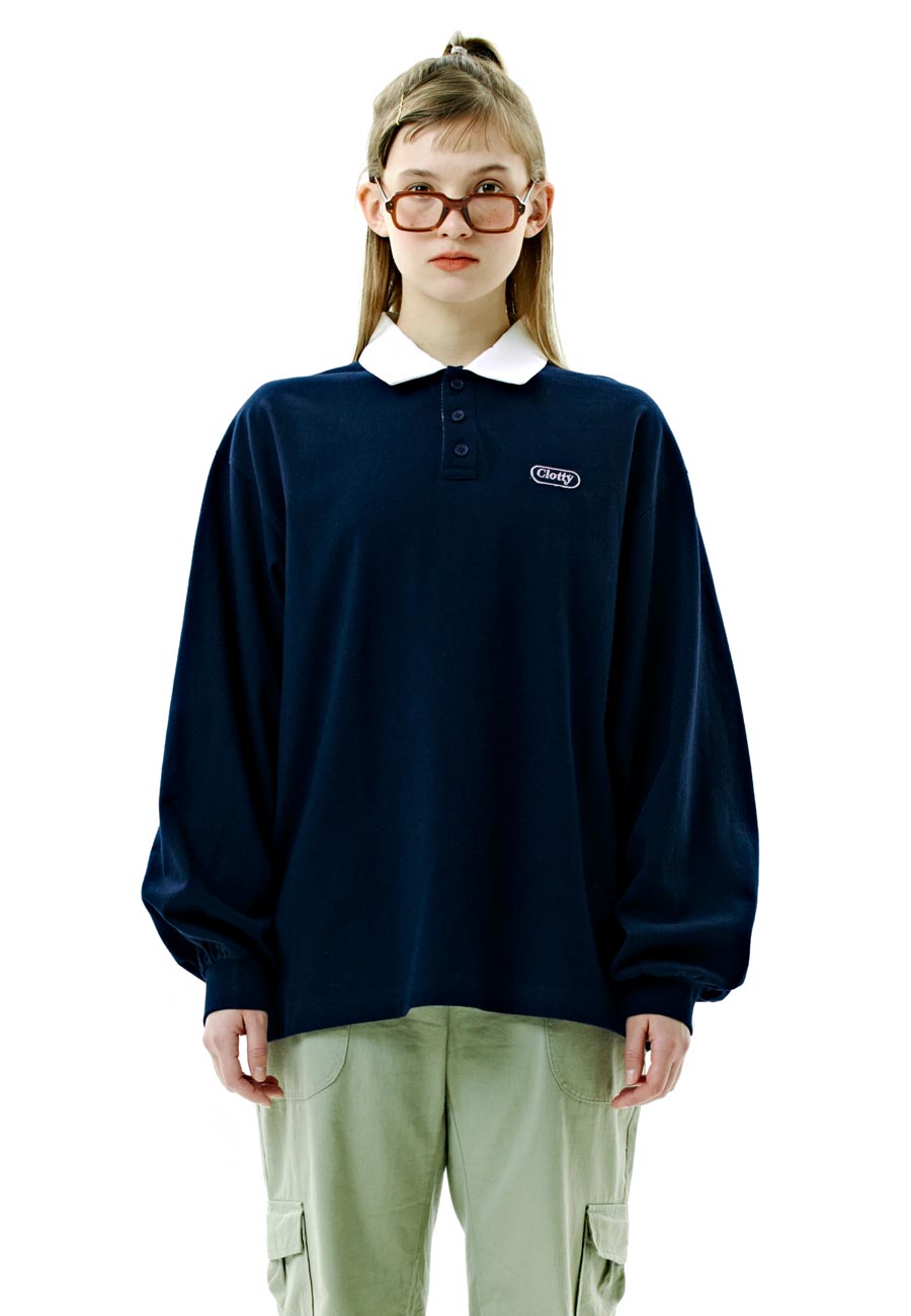 LOGO PATCH RUGBY T-SHIRT[NAVY]