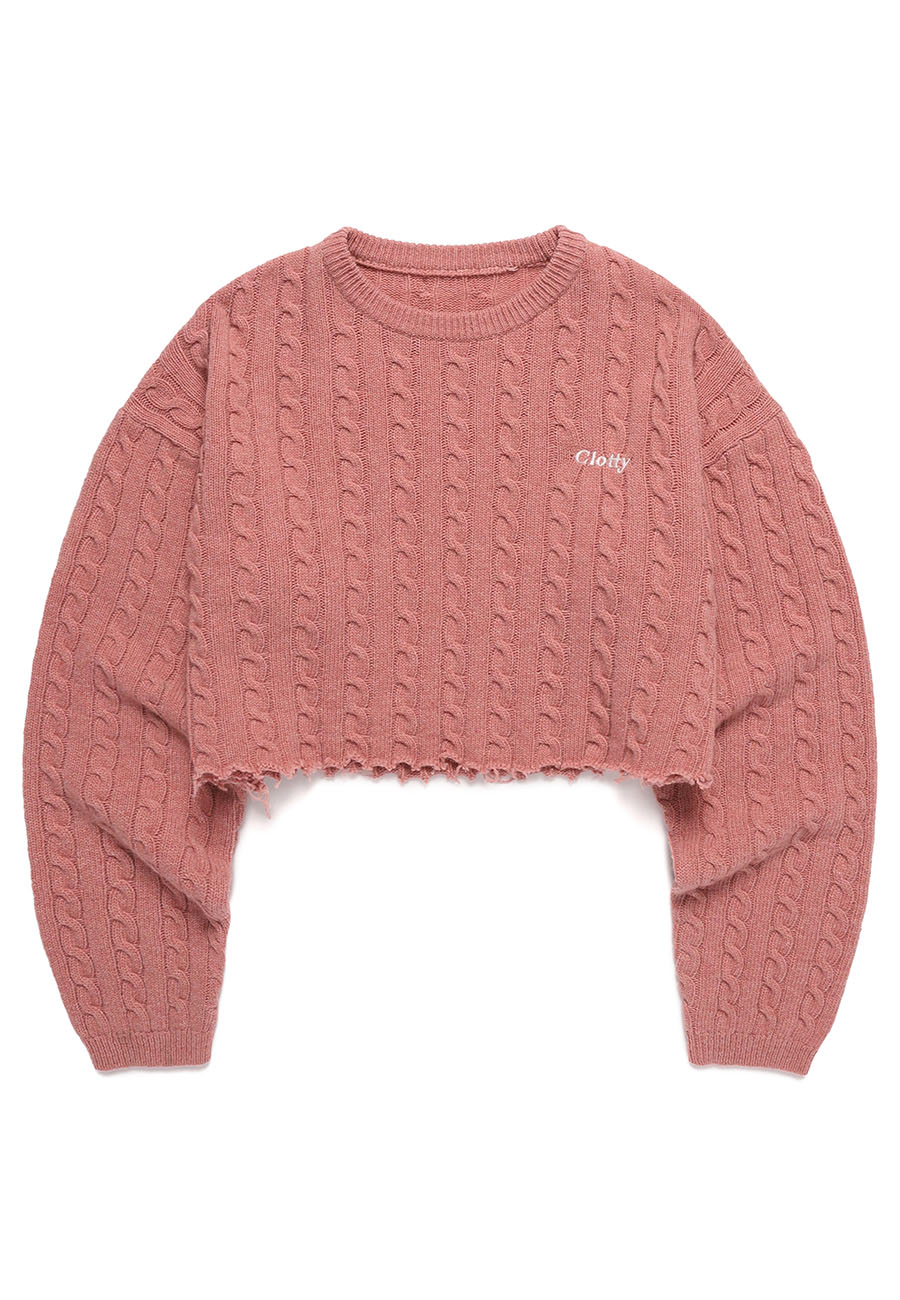 SERIF LOGO CROPPED CABLE KNIT[PINK]