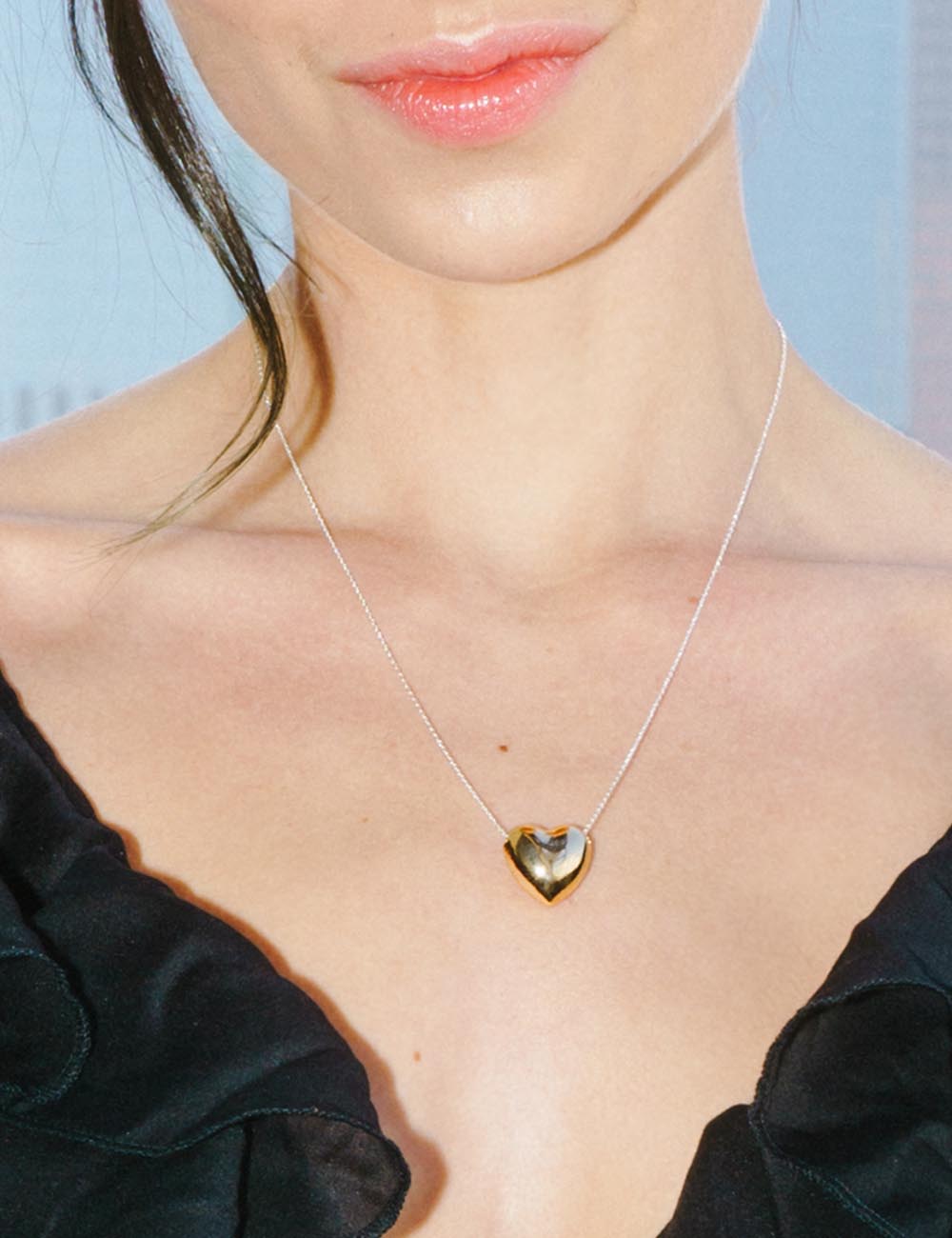 Gold Heart Necklace 925Silver 라비쉬에