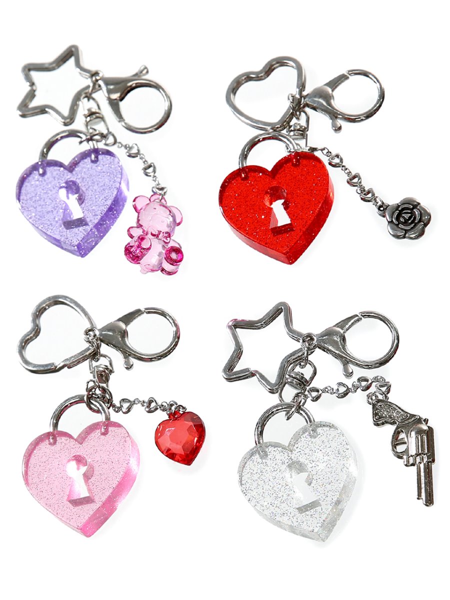 1 0 heart lock key ring - 4color