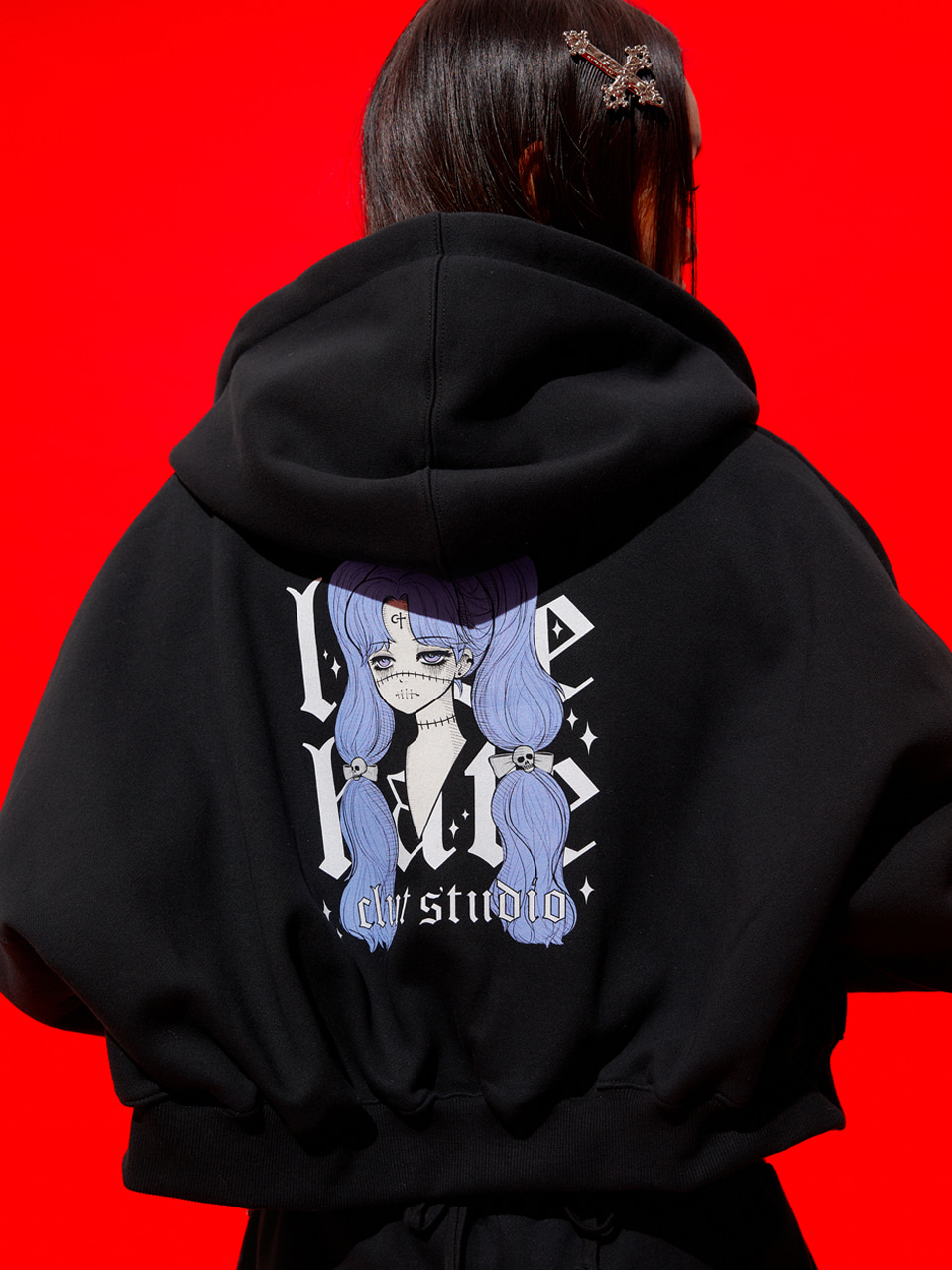 [sold out 0  4 HELL GIRL Zip Up Hoodie - BLACK