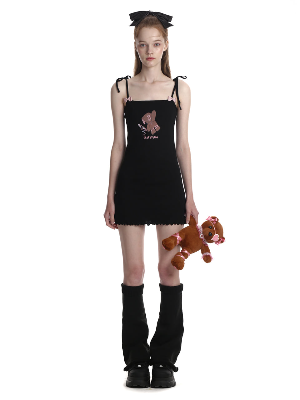 0 3 goth bear mini dress - BLACK