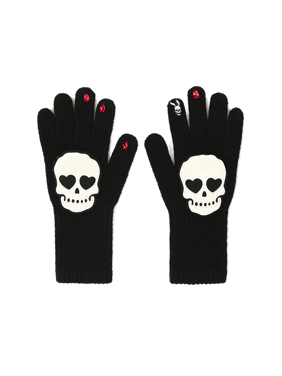 0 5 skull in love wool gloves - BLACK