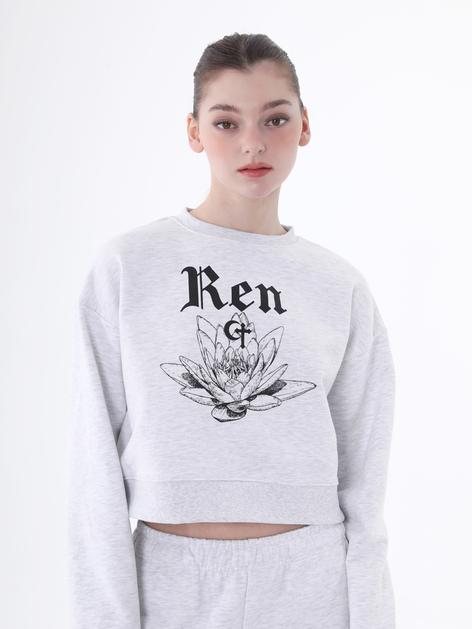 0 9 Ren crop sweatshirt - LIGHT GREY