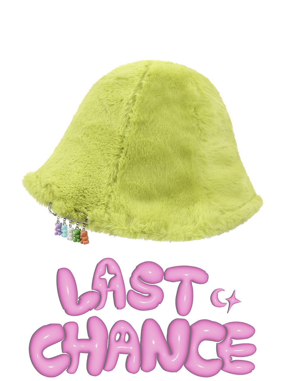 [Last Chance] 1 0 Jelly Bear Fur Bucket Hat - LIME GREEN