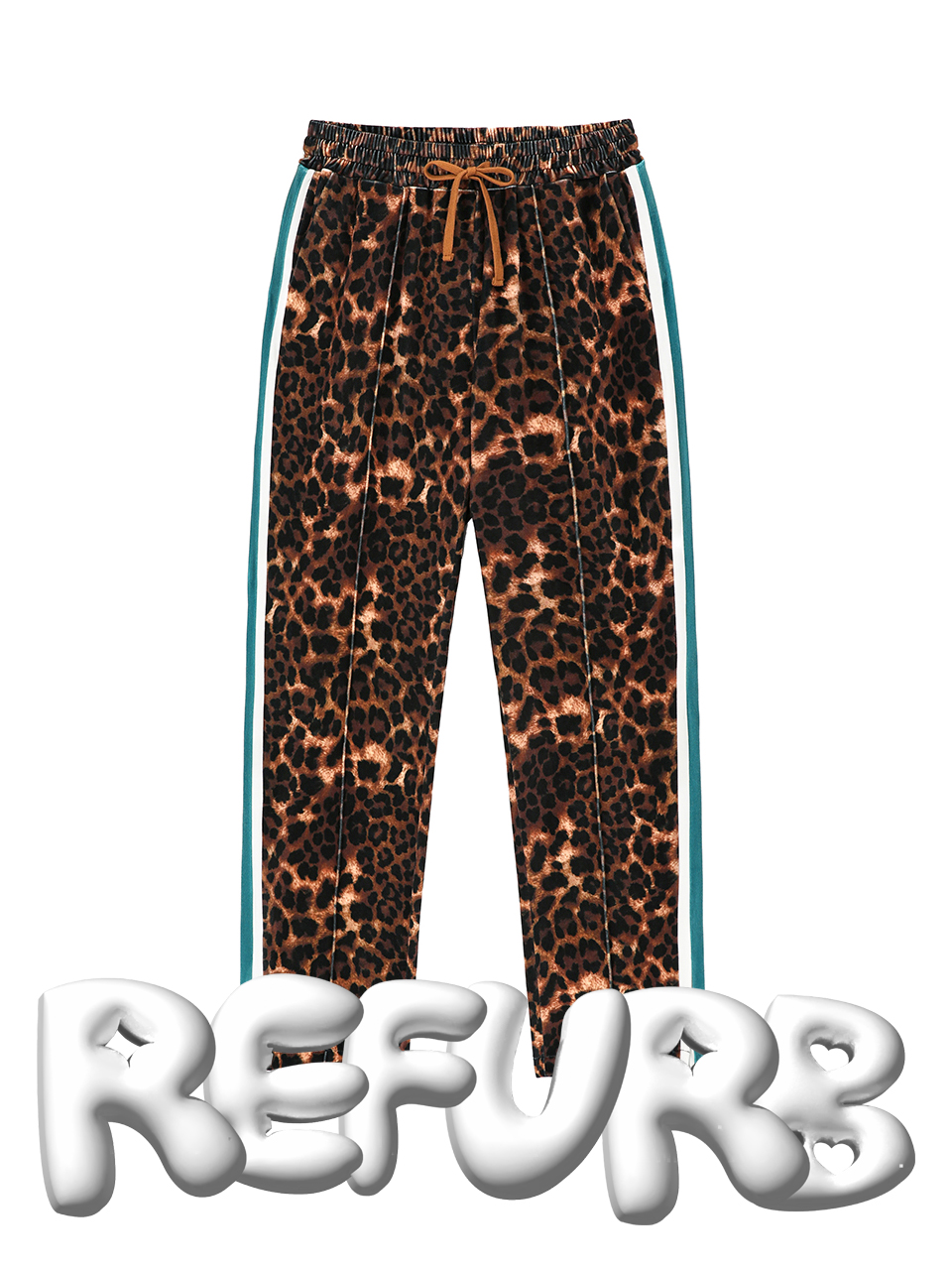 [Refurb] 0 2 velvet track pants - LEOPARD