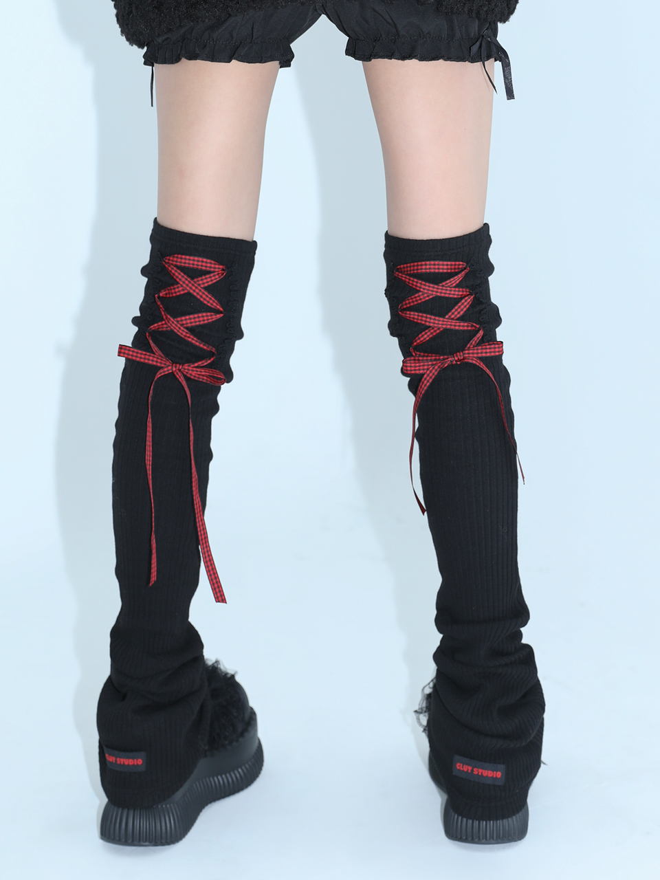 1 1 lace up leg warmer - BLACK