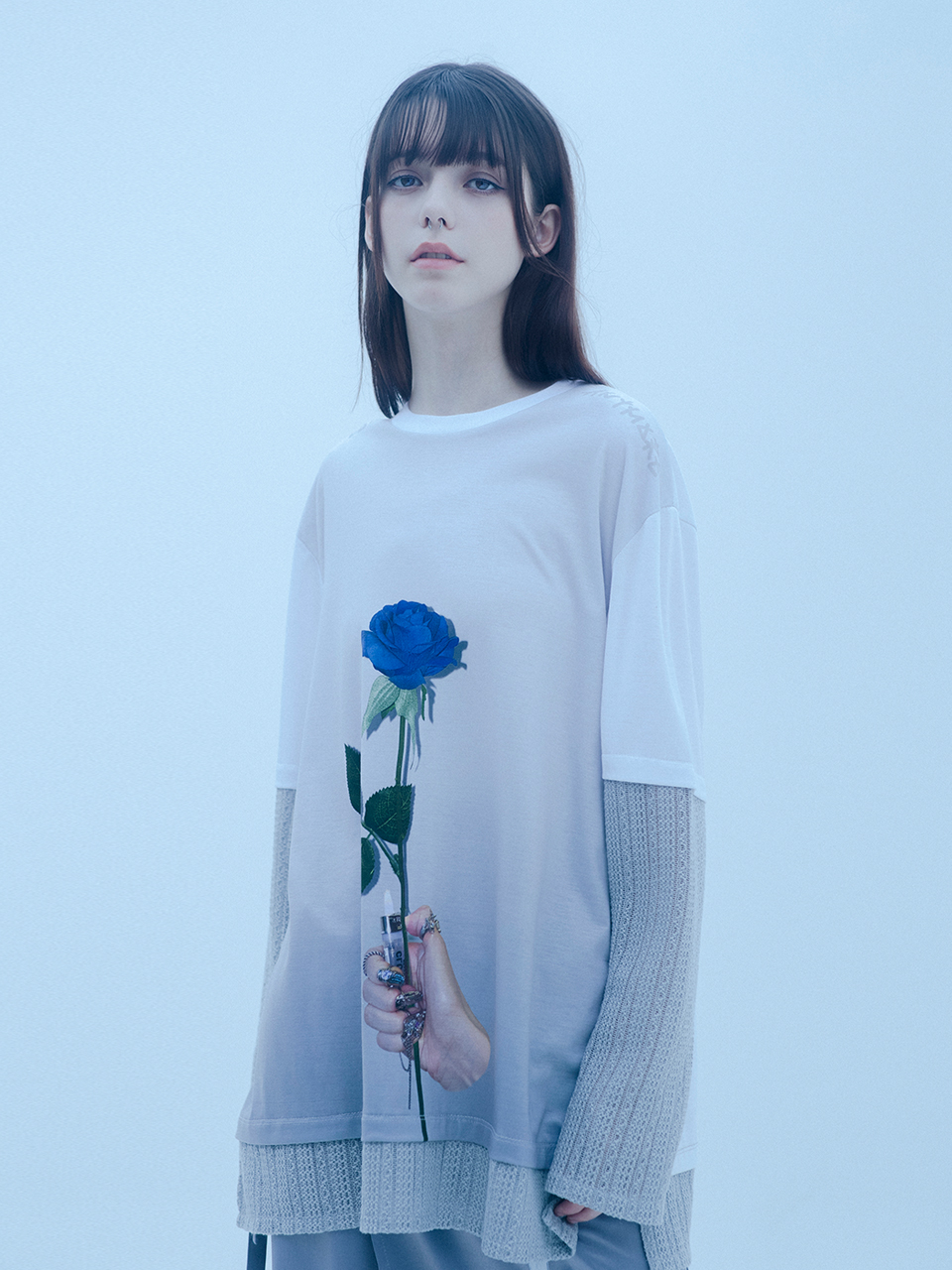 [Refurb] 0 6 blue rose layered t-shirt