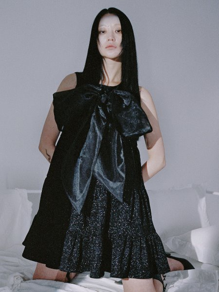 [sold out][셀럽착용] 0 4 ribbon doll dress - BLACK