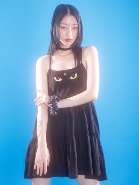 [sold out] 0 6 cat tiered dress - BLACK