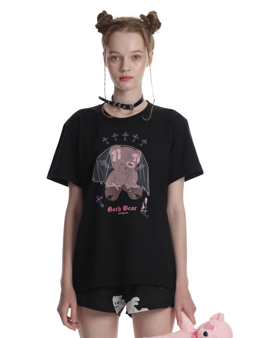 [sold out] 0 1 goth bear t-shirt - BLACK