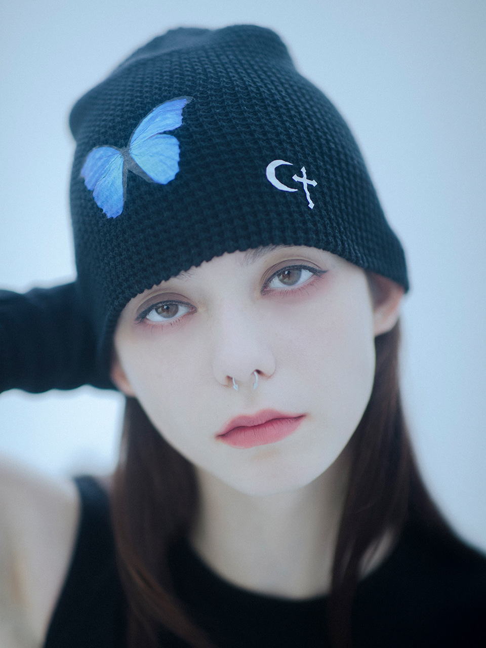 [sold out] 1 4 butterfly beanie - BLACK