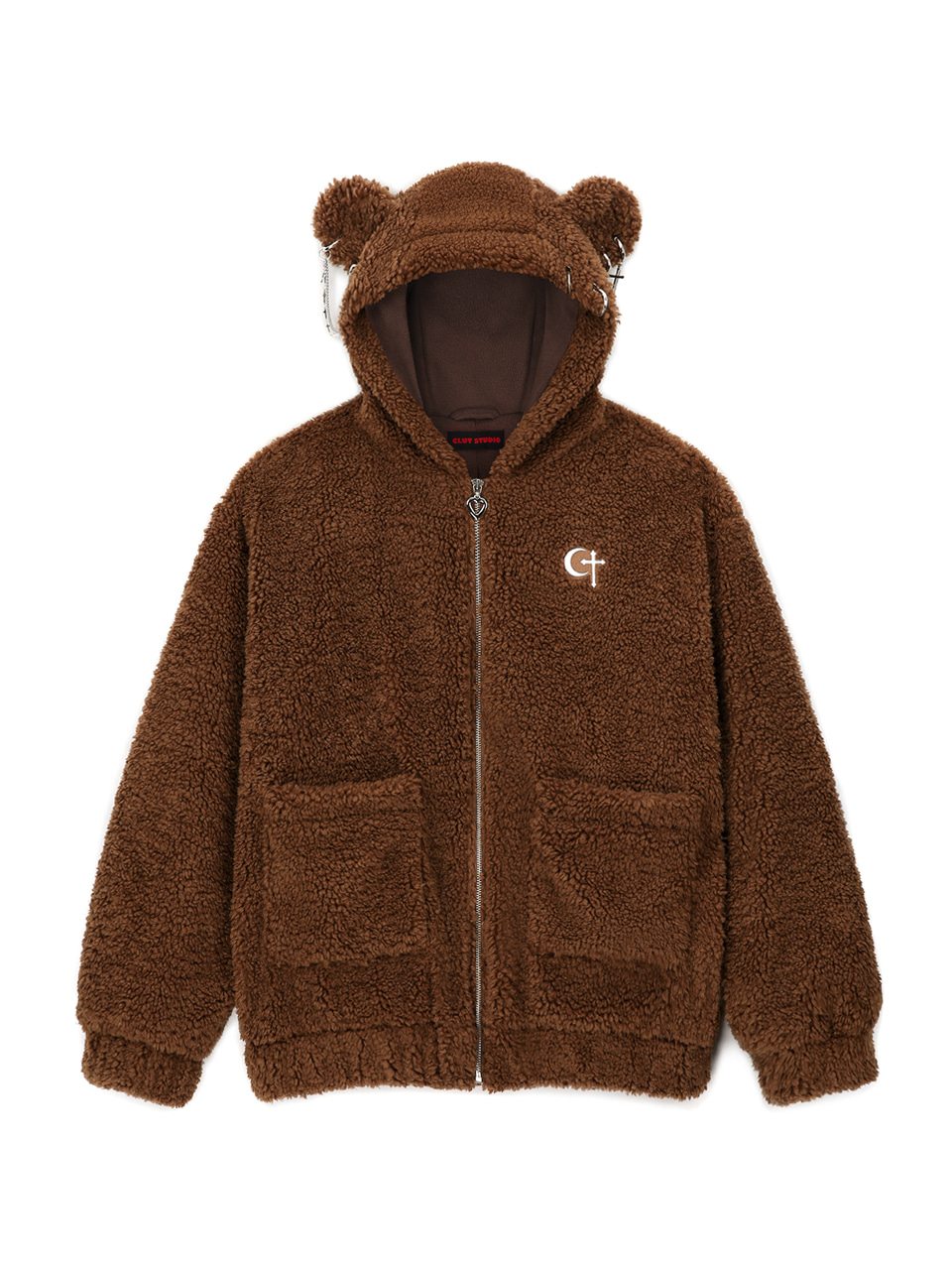 [셀럽착용] 0 1 punk bear fleece jacket - BROWN