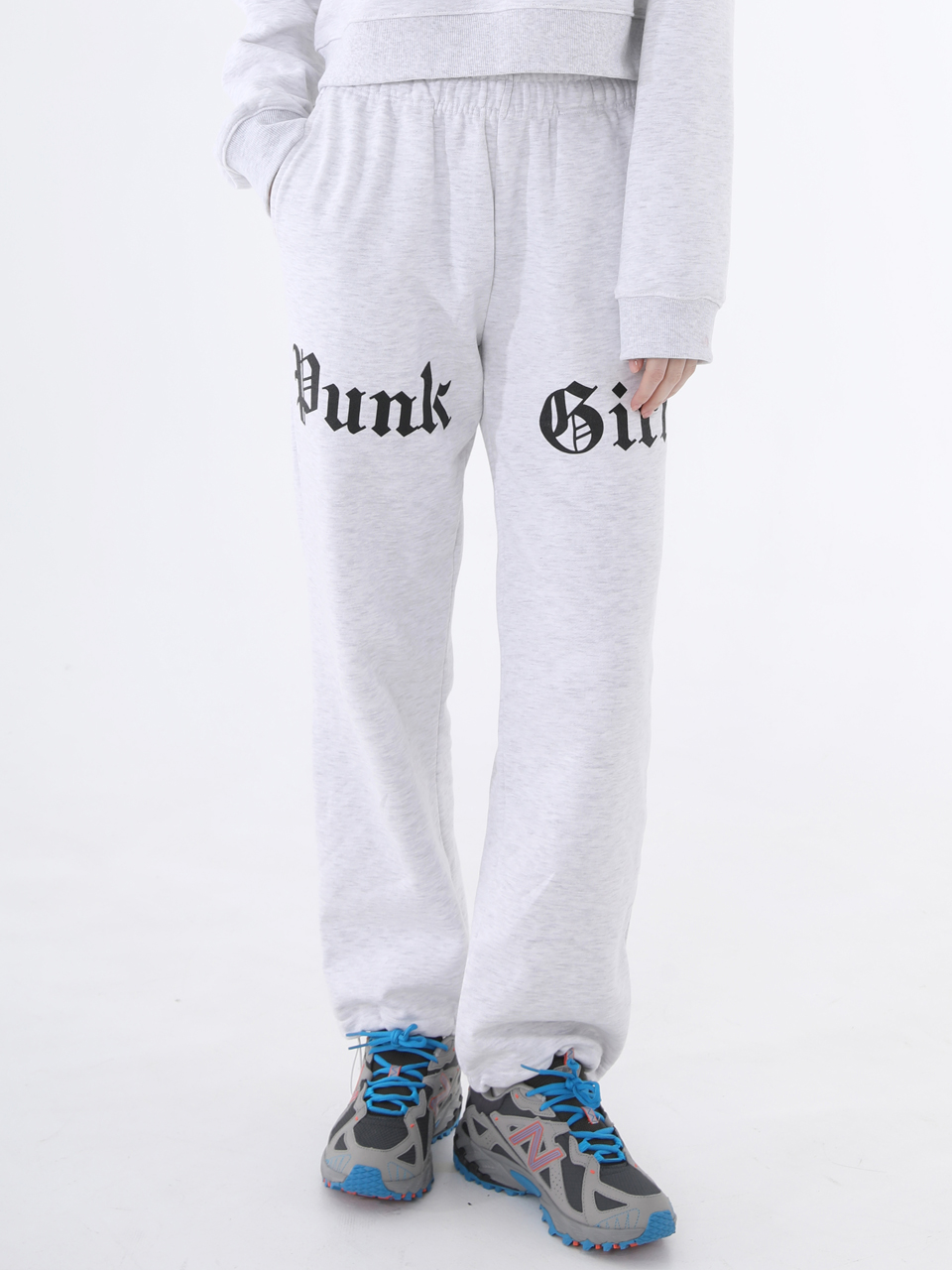1 0 punk girl jogger pants - LIGHT GREY
