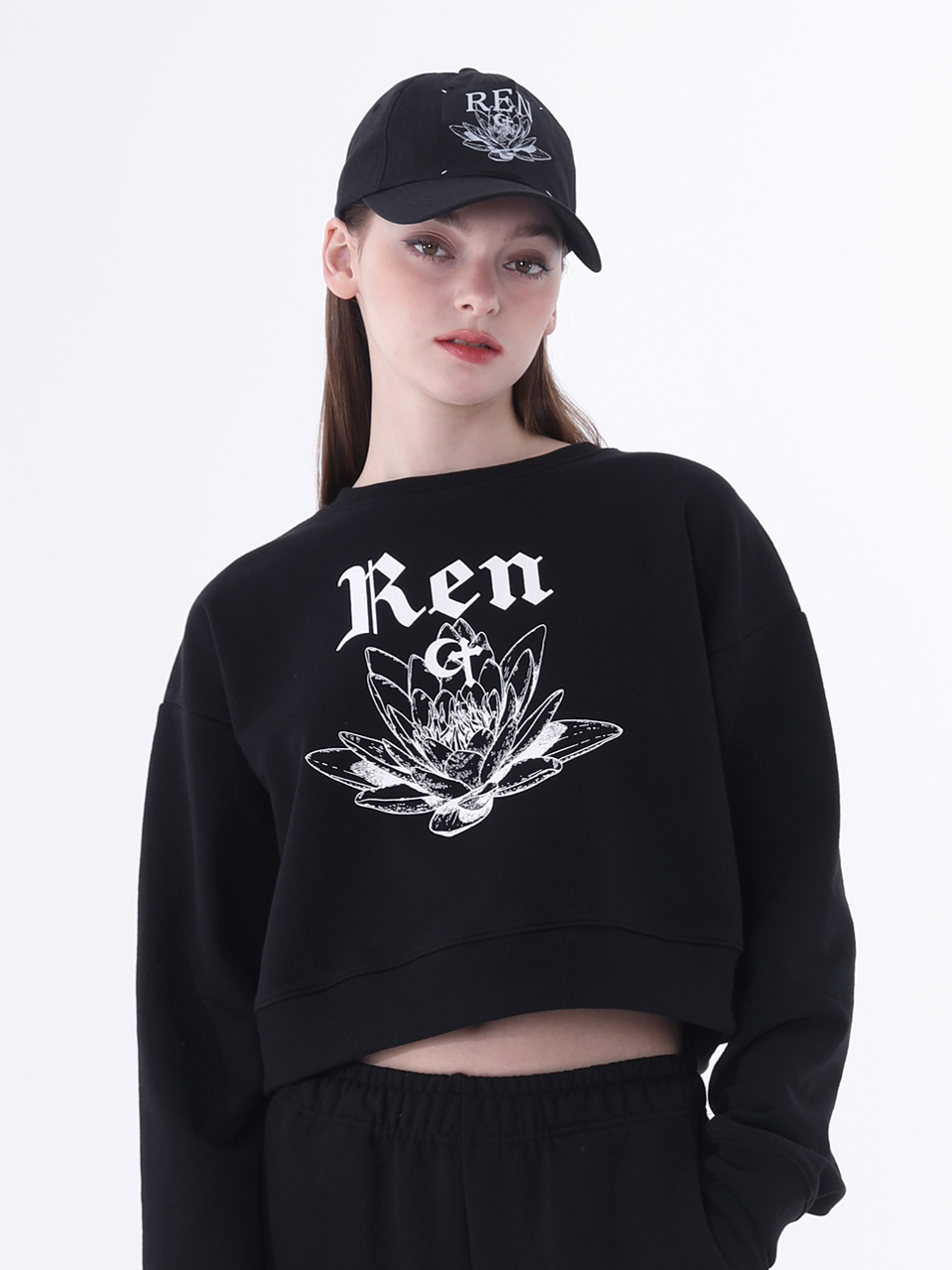 0 9 Ren crop sweatshirt - BLACK