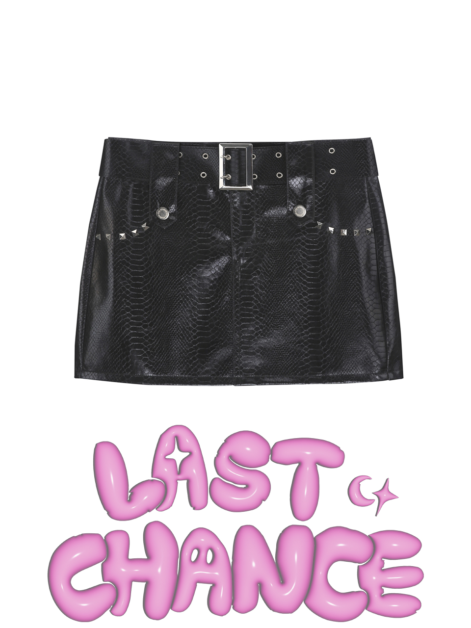 [Last Chance] 0 6 snake pattern belt skirt - BLACK