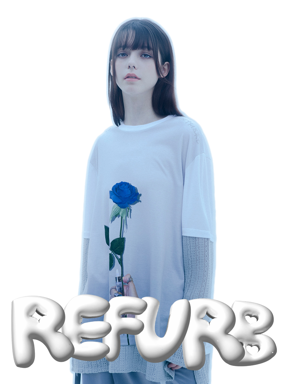 [Refurb] 0 6 blue rose layered t-shirt