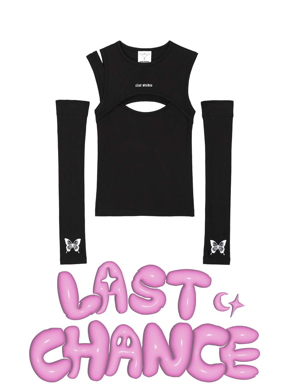 [Last Chance] 0 5 cut out warmer top - BLACK