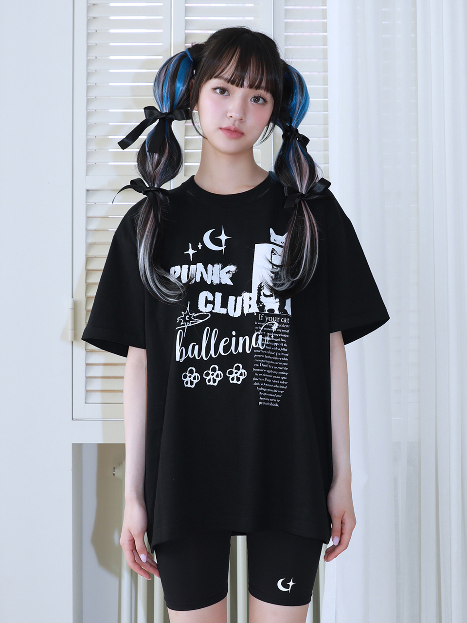 0 6 punk band cat t-shirt - BLACK